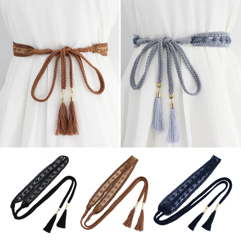 Women Rope Braided Waist Belt Knitted Knot Closure Casual  display picture 3