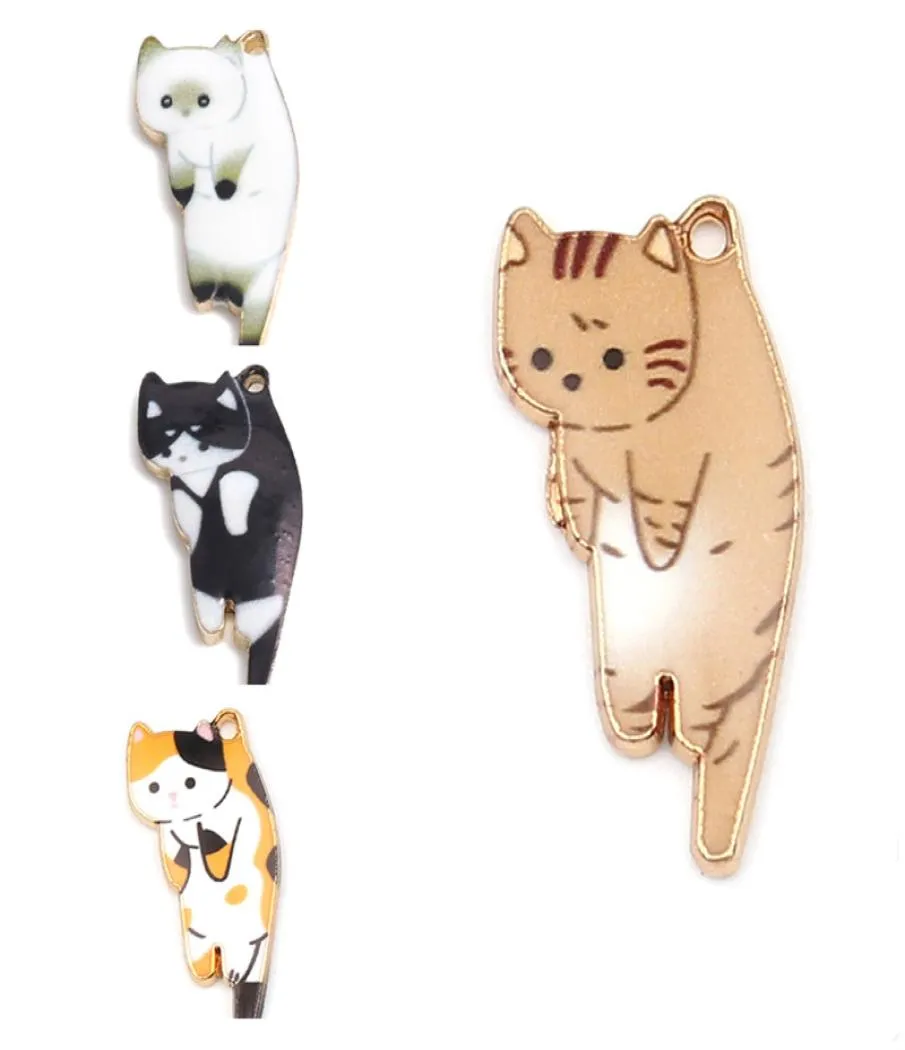 charm enamel cat kawaii Fashion JewelryCharms Fashion Gold Color Metal Charms Cat Animal Kawaii Multicolor Enamel DIY Making Neckl9159056