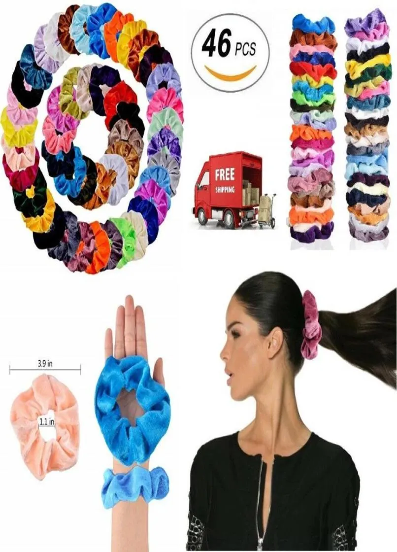 Hair Scrunchies Velvet Elastics Ties Hair Bands Scrunchy Ties Ropes Cadeaux 46 PCS6029606