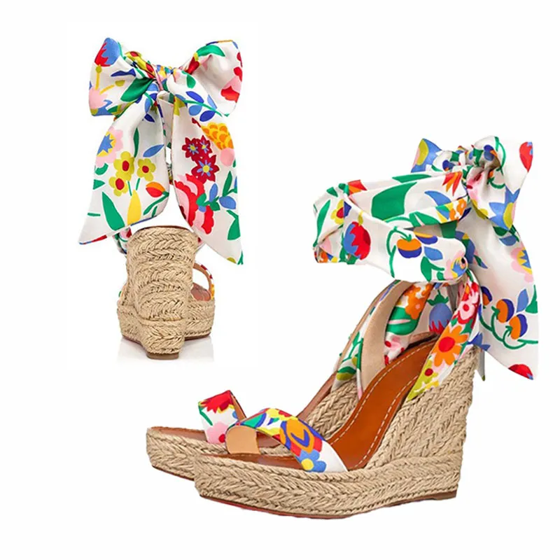 Zeppe colorate Progettista Designer Sandalo Designer Designer Designer Designer Sandals Bowknot Desinal Heels High Heels Summer Beep Toe Scarpe