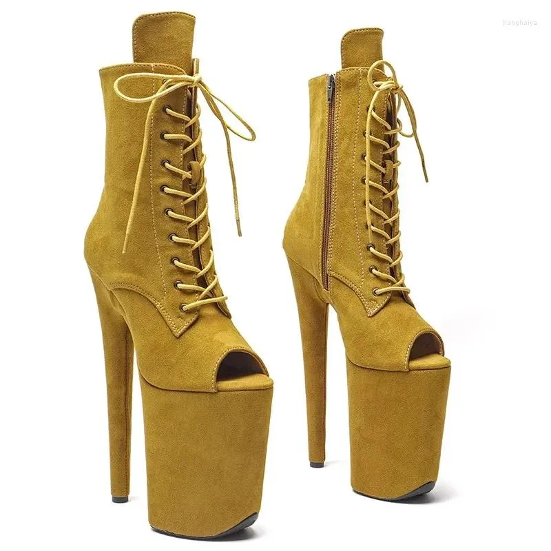 Dansschoenen Auman Ale 23cm/9inches Suede bovenste open teen Sexy exotisch hakplatform Party Dames laarzen paal 016