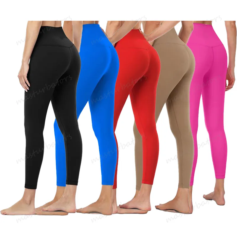 Leggings a vita alta per le donne progettano morbido elastico elastico e stiramento a tutta lunghezza di controllo a tutta lunghezza Yoga che esegue pantaloni a forma di T più dimensioni da 25 pollici inseam