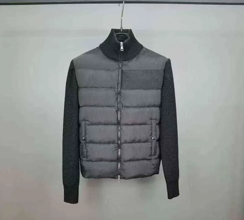 Мужские куртки куртки осенняя шерстяная вязаная панель вниз по молнии черная белая пальто мода повседневная мужская одежда зима jaqueta 2111 otc9d