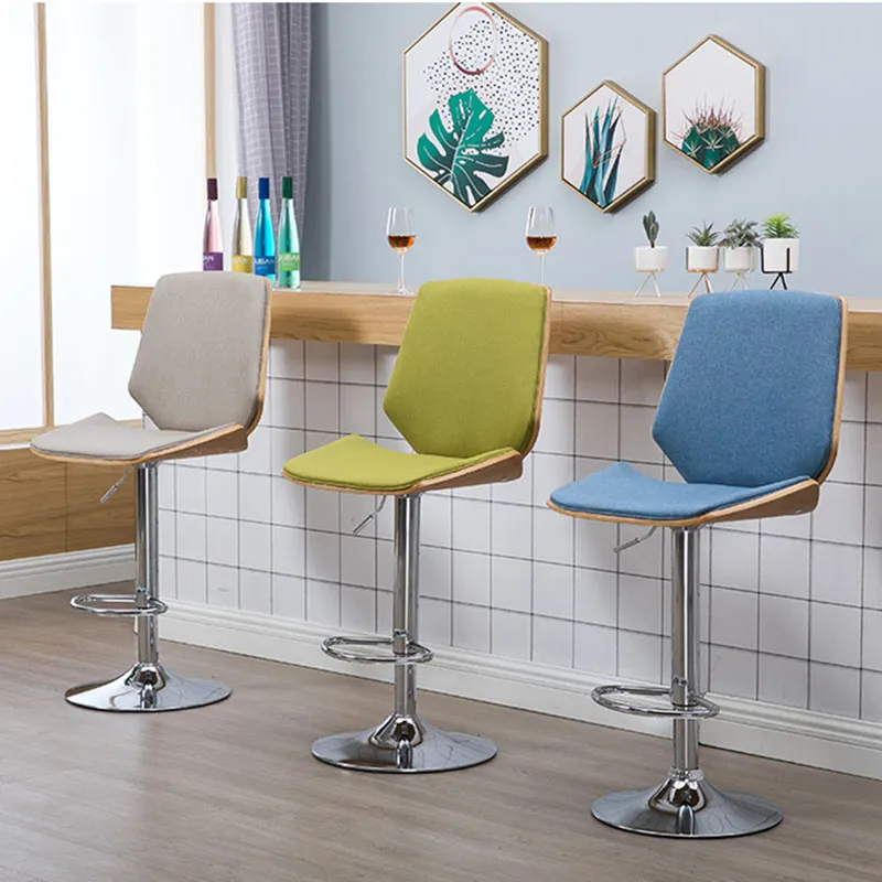 Minimalist Adjustable Green Bar Stools Set of High-Quality