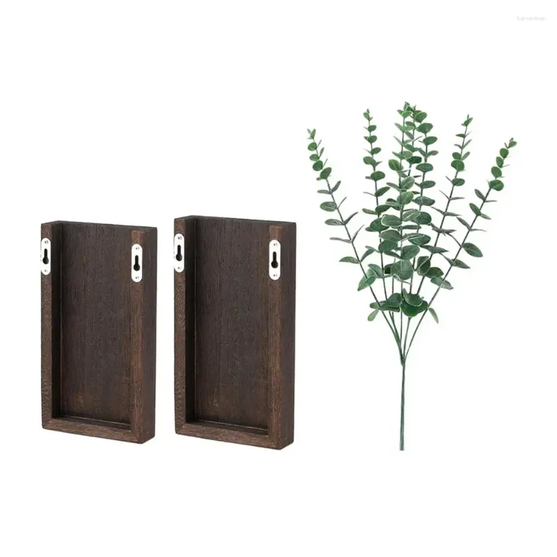 Vases Room Flower Pot Rustic Wooden Wall Planter For Bedroom Office Decor Mount Greenery Plants Dried Flowers Vase