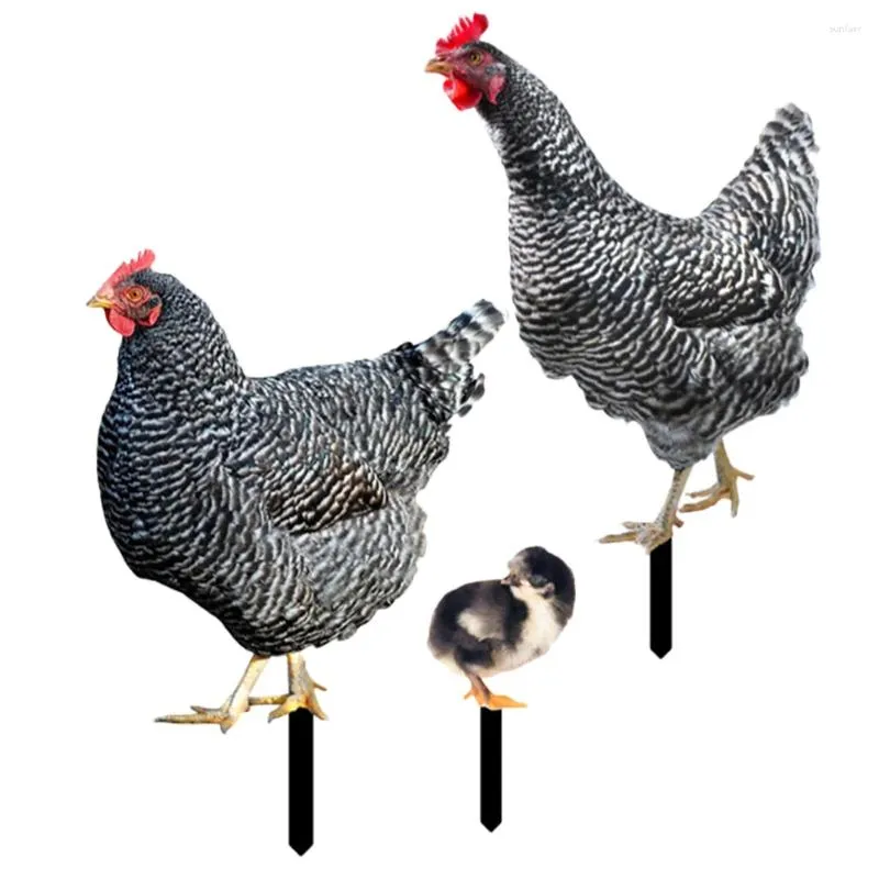 Garden Decorations 3 Pcs Decor Pheasant Decoration Ornaments Acrylic Yard Outdoor Chicken Stake