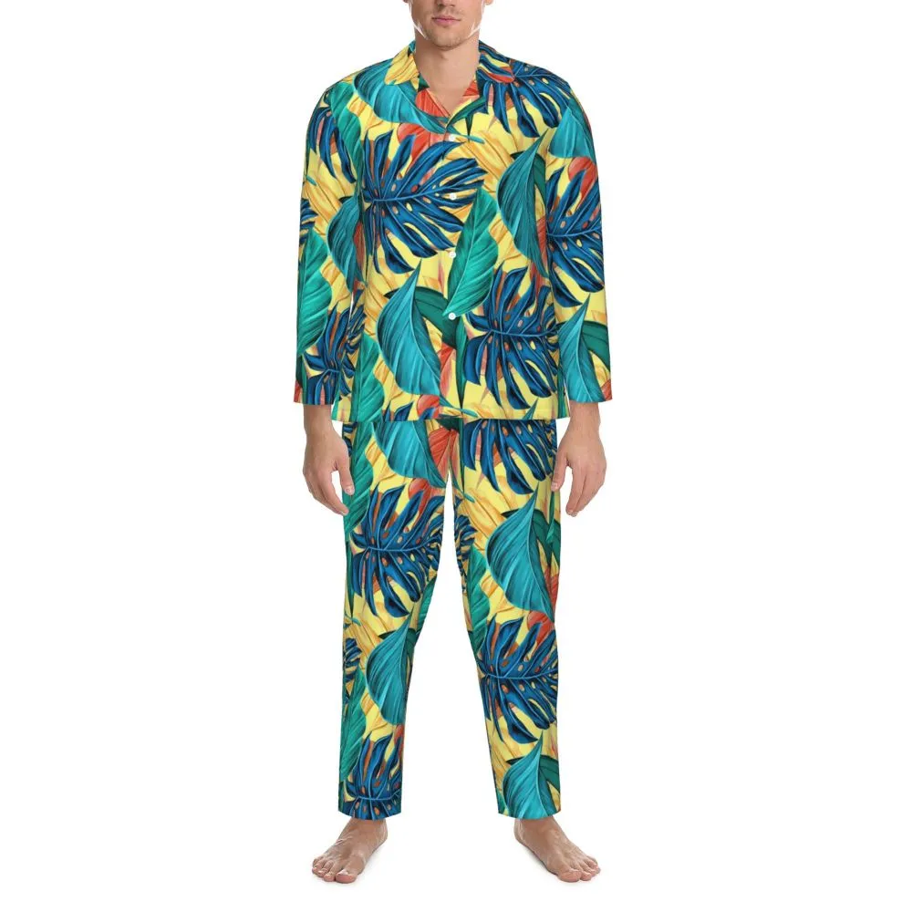 Gold Floral Baroque Leaf Pajamas Set - Relaxed Autumn Home Sleepwear ...
