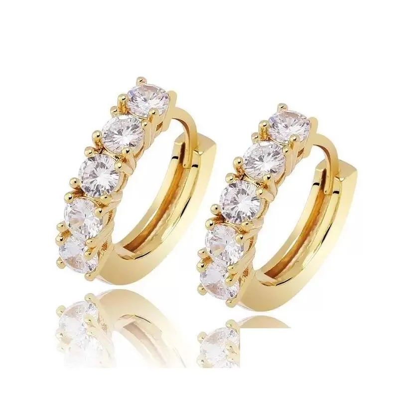 Hoop & Huggie Hip Hop Earrings Jewelry High Quality Fashion Round Gold Sier Simated Diamond For Cool Men Women Lover Couple Ear Drop Dhox3