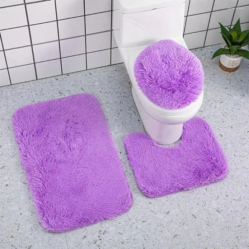 Tappeti tappeti da bagno tappetino peluche bagno lussuoso tappeto morbido set assorbente trio per asciugatura non slittata