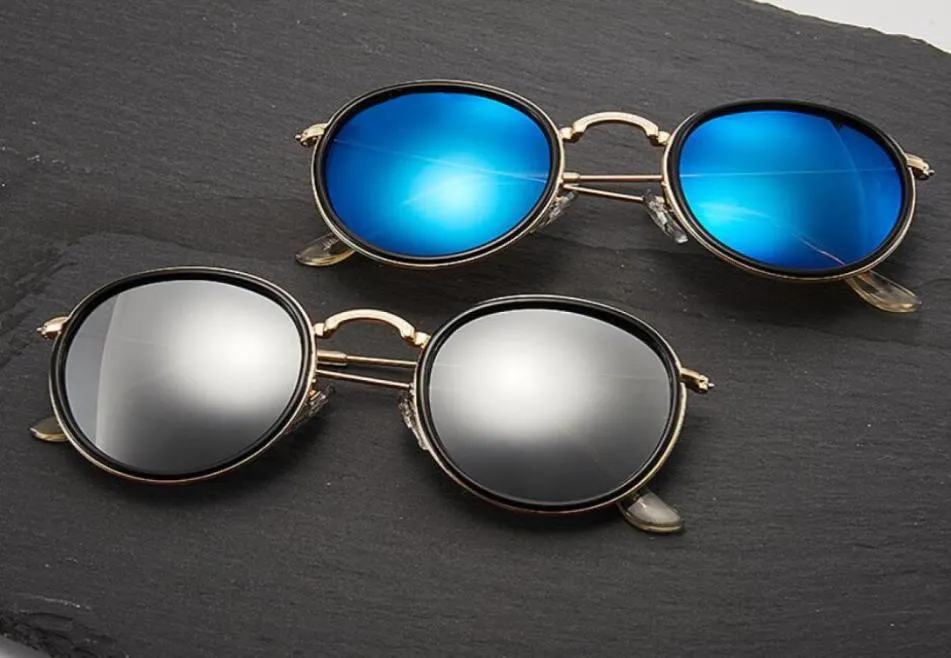Vintage yuvarlak güneş gözlüğü 51 kadın erkek siyah altın çerçeve kaliteli güneş gözlükleri yüksek ayna gafas de sol bayanlar için vakalar 5132402