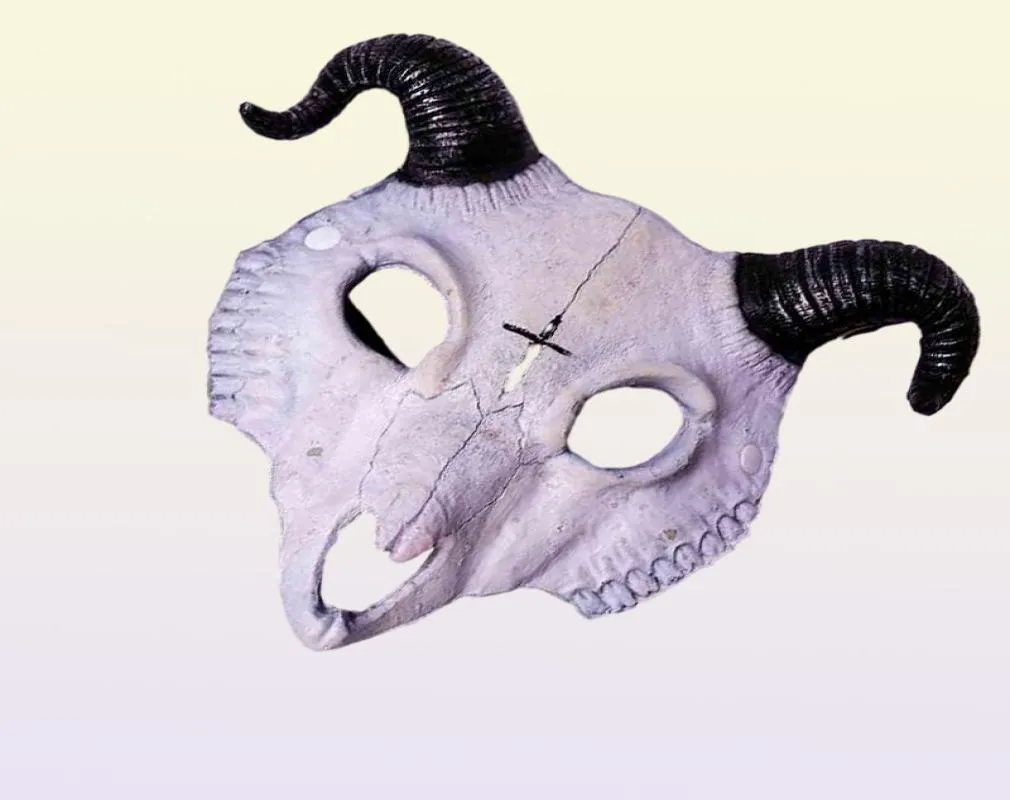 Halloween Billy Goat Halbgesicht Maskerade Karnevalparty Requisiten Rave Schafe Schädel Cosplay Tier Mask8807579