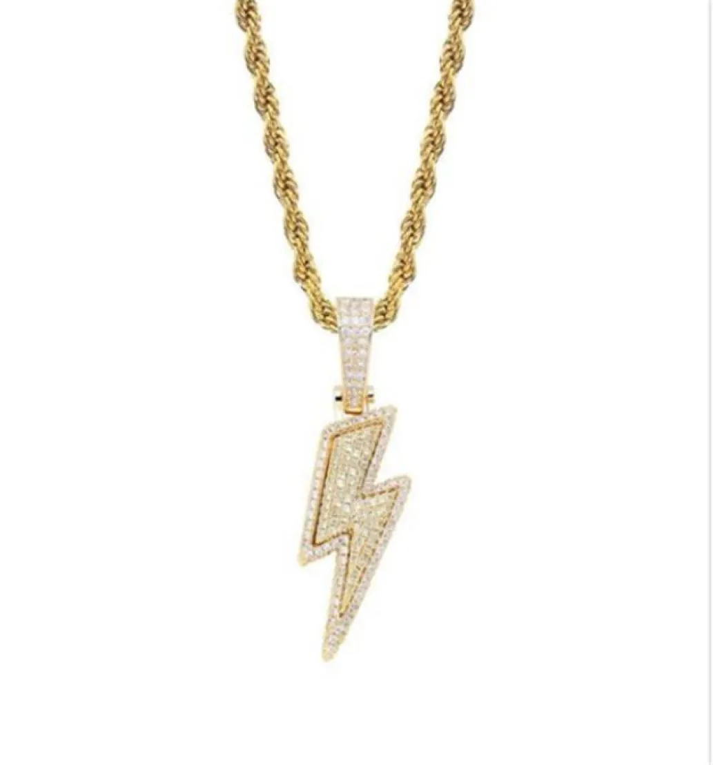Lced Out Bling Light Pendant Necklace With Rope Chain Copper Material Cubic Zircon Men Hip Hop Jewelry locket necklaces for women4771352