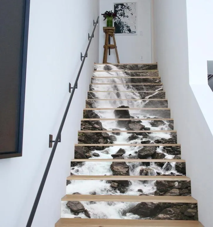 13pcsset DIY 3D Лестничные наклейки на водопад лестницы наклейки на дни наклейки на стенах наклейки