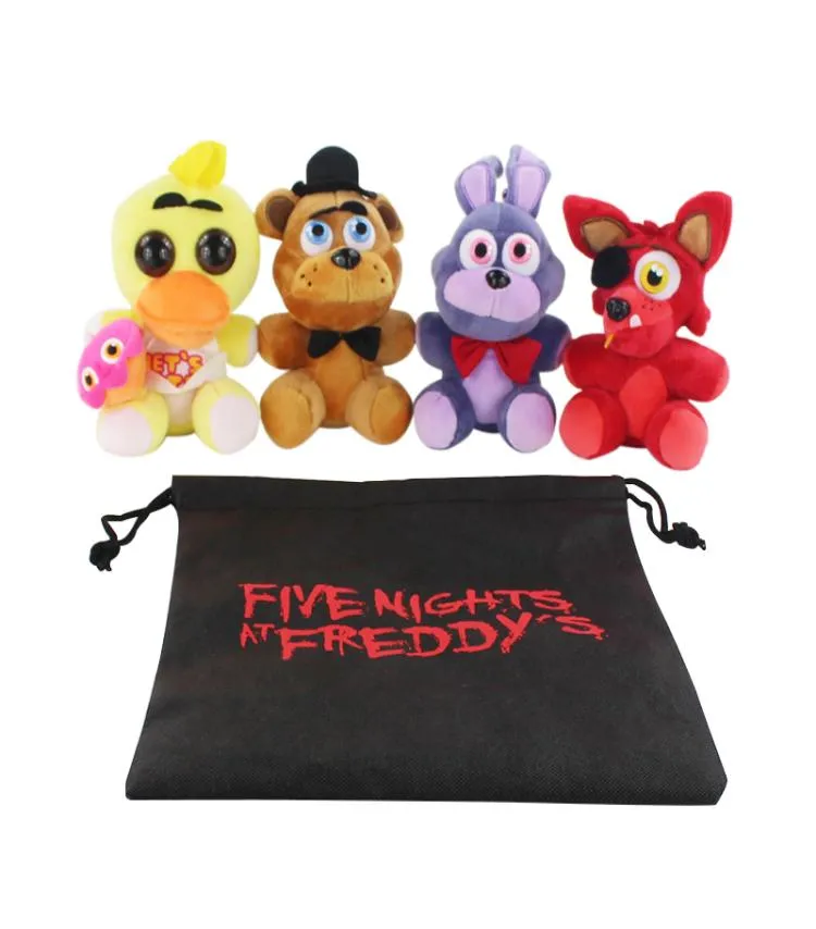 4pcsSET in bag Cartoon Movie FNAF Foxy Bonnie 5 Five Nights at Freddys Plush Doll Toy Chica Fazbear Fever Soft Stuffed Y2007031494520