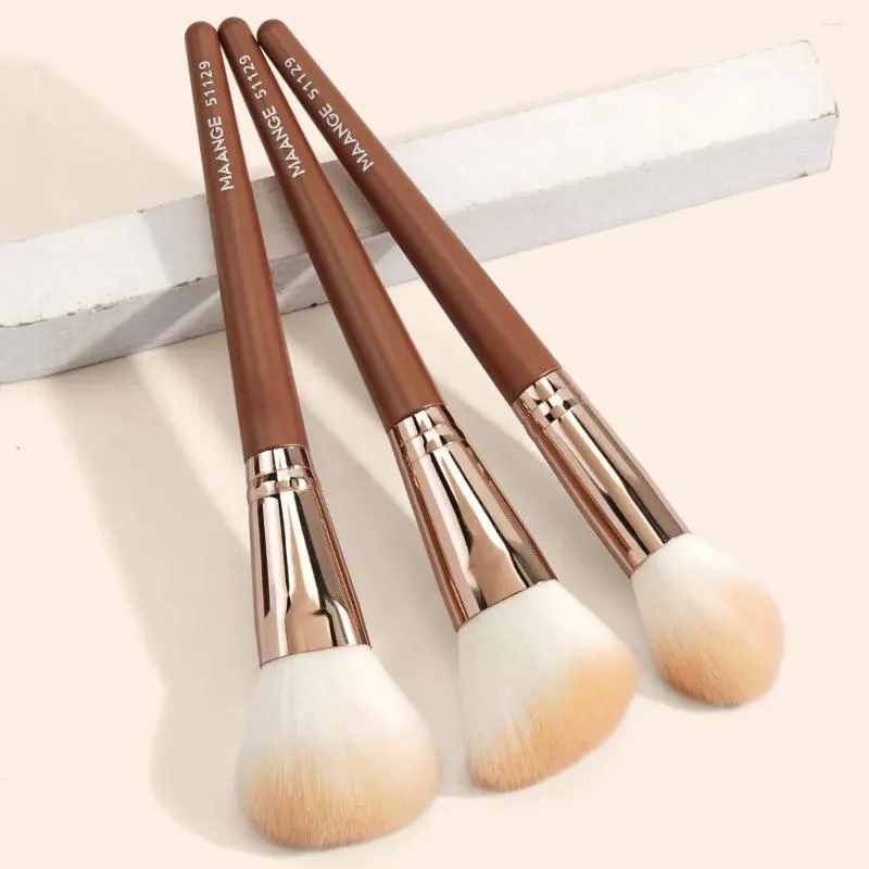 Makeup Brushes Maange 3PCs Set Dense Foundation Contour Blush Bronzer Brush Blending Face Tools Fluffy Soft Bristle