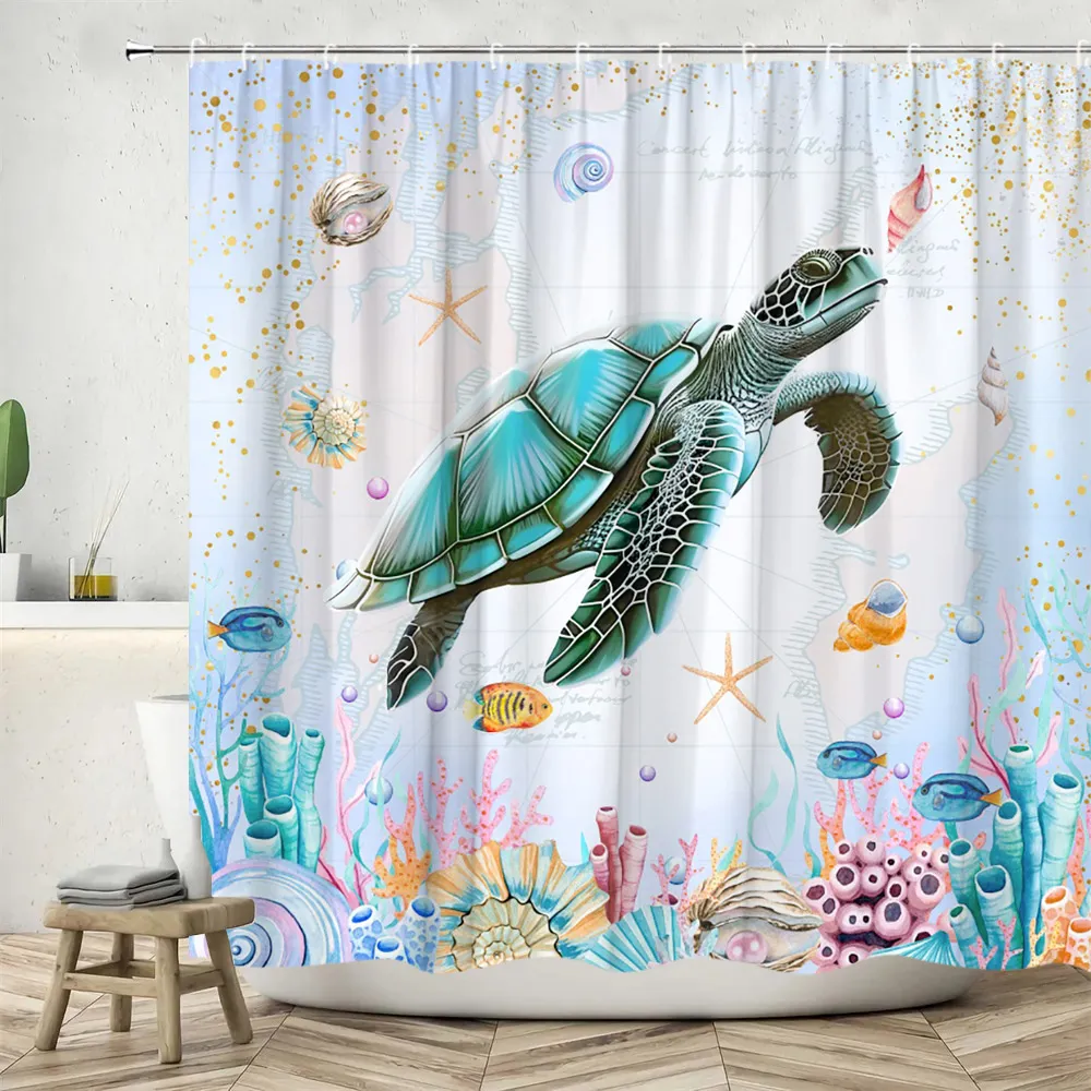 Aquatic Decor Shower Curtain: Undersea Adventure With Turtle, Seahorse,  Starfish, And Coral Design For Bathroom Decor From Homepro14, $9.12 |  DHgate.Com, image size:1000x1000