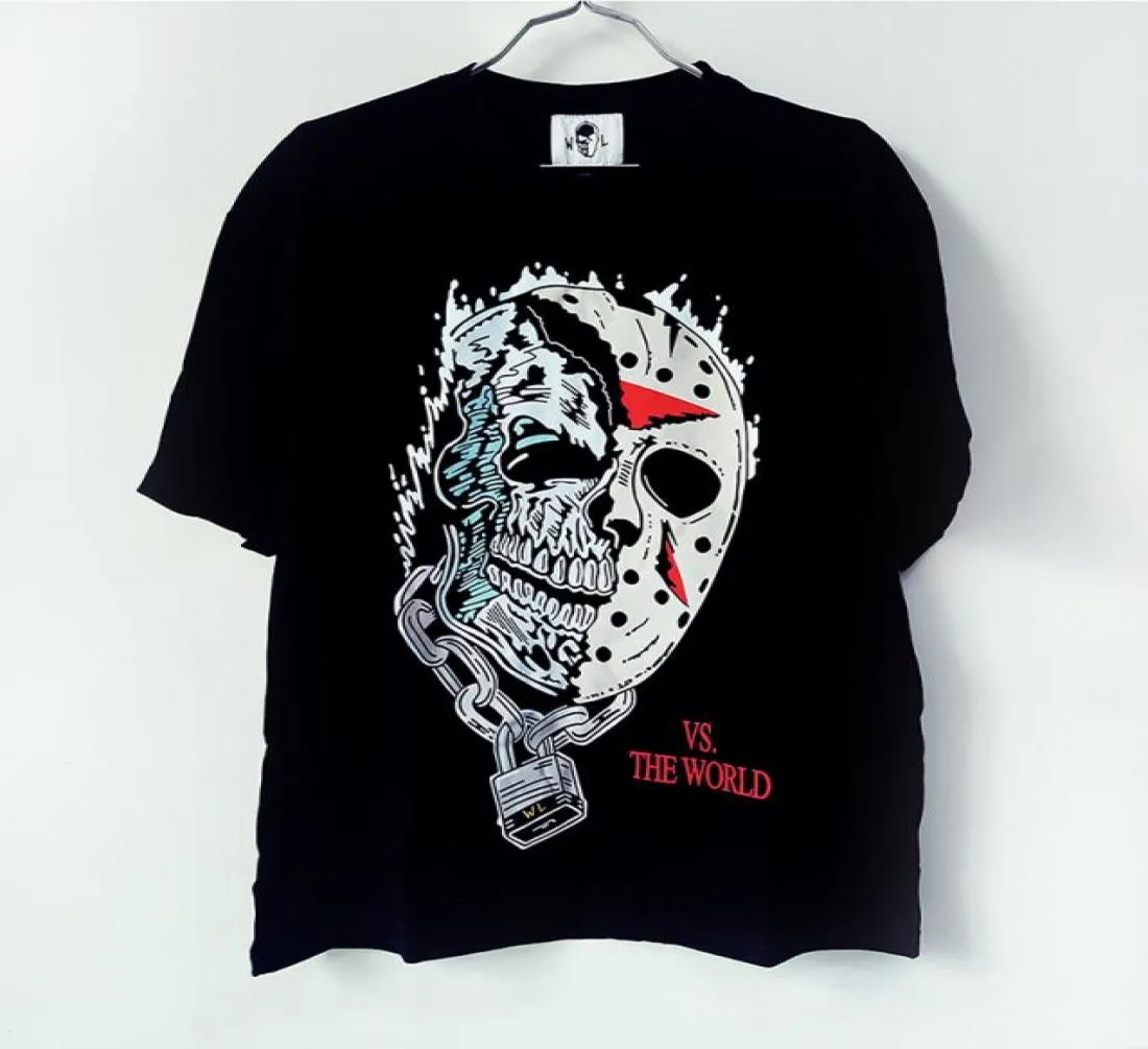 Warren Tshirts Jason Skull Print Mens Lotas Womens Art Tshirts 느슨한 티 남자 캐주얼 셔츠 반바지 소매 검은 티 SXL5036515