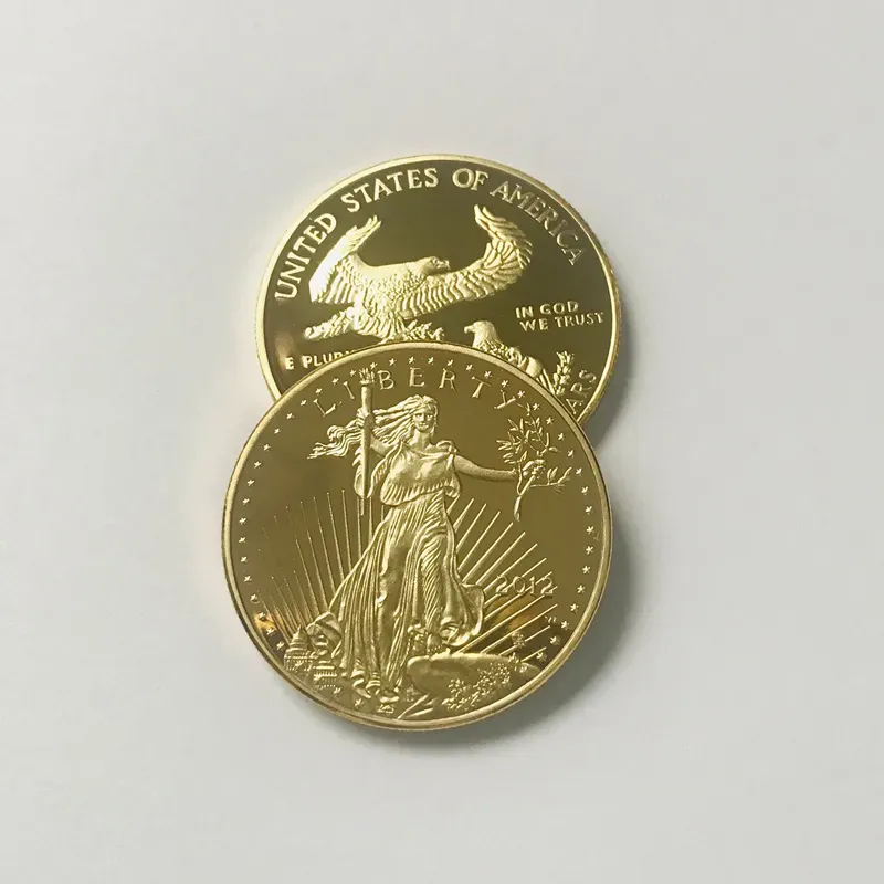 Non magnetic Freedom  2012 badge Gold Plated 32.6 Mm Commemorative Statue Liberty Collectible Decoration Coins