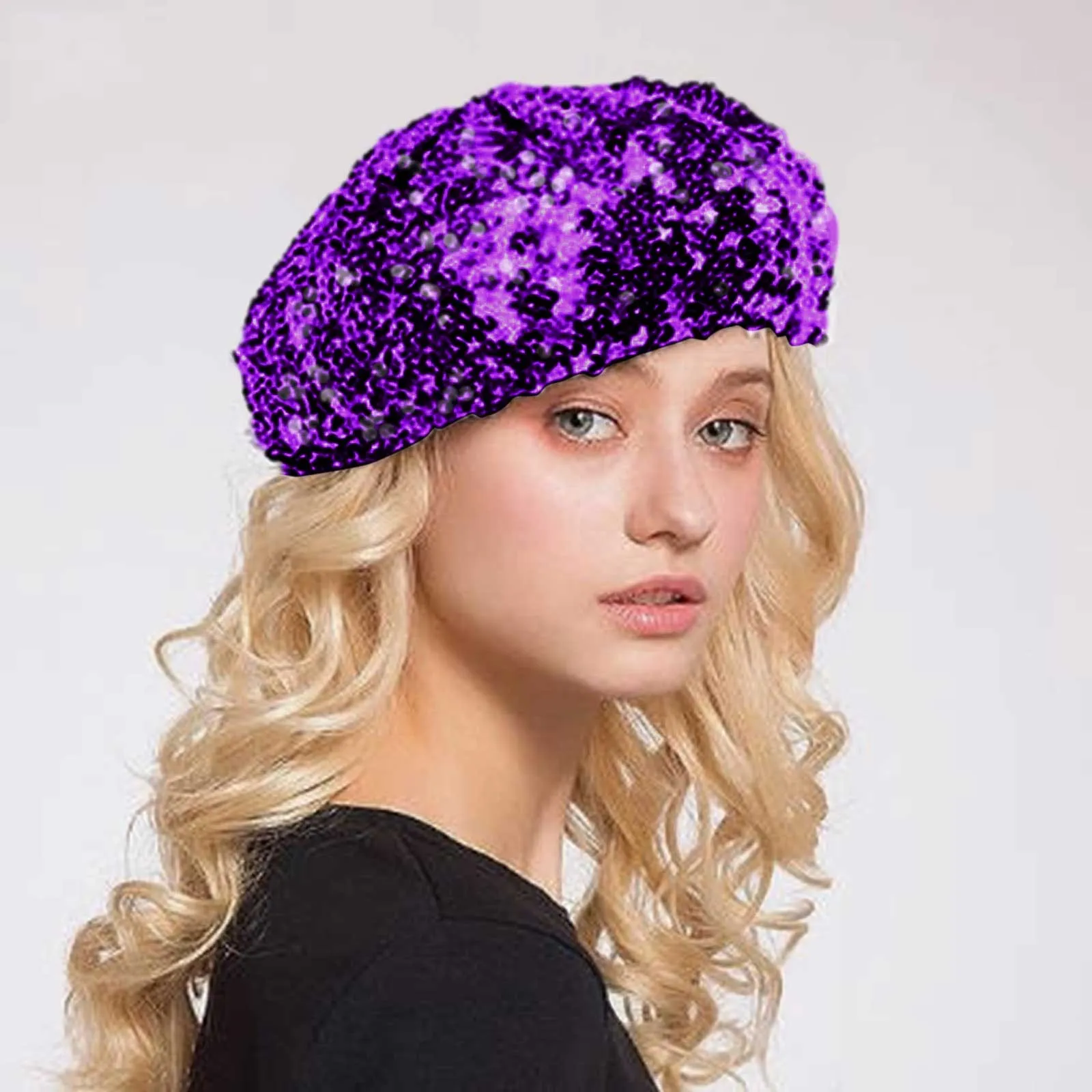 帽子 GLITTER KNIT BERET Clover Knit Shimmer Beret Hat | Fall