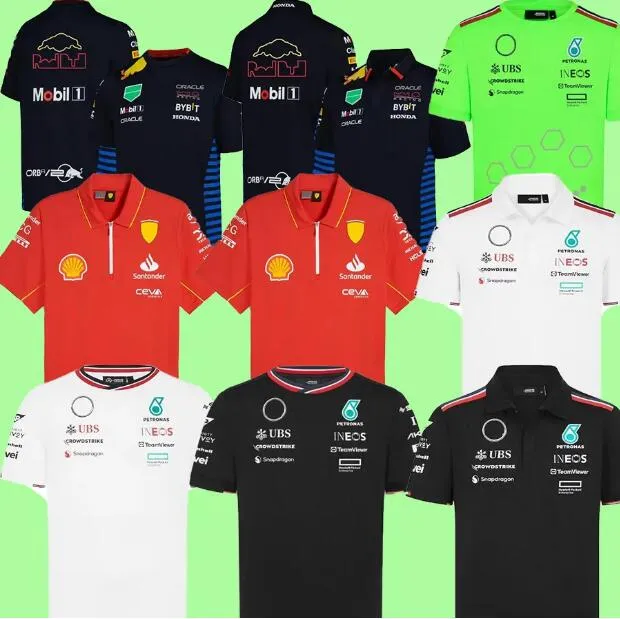 24 25 Formula 1 F1 Yarış Setleri Mercedeser AMG Petronas Fernando Alonso Kurulum T-Shirt Sıradan Nefes Alabilir Polo Yaz Araba Logosu Motorsport Ferari Takım Rugby Jersey Gömlekler