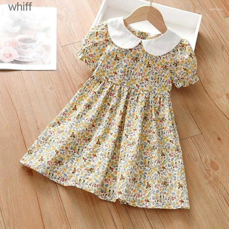 Robes de fille robes de fille petit maven 2023 bébé fille robe de florale été jolies manches courtes robes en coton confort pour enfants 2 à 7 ans C240413