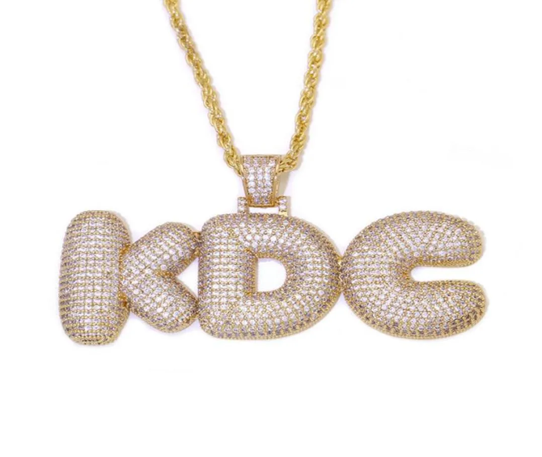 Anpassade namnbokstäver Pendanthalsband för män Hip Hop Cubic Zircon Necklace Gold Silver Chain Jewelry5908152