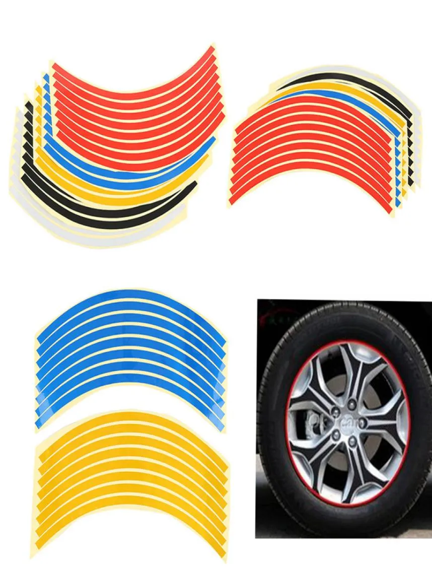 Car Reflective Stickers Tire Protection Decoration 8 Strips Tape Motorcycle Bike Wheel Tire Reflective Decals Car Styling3798717