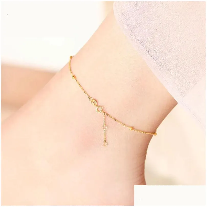 Anklets Nymph Genuine 18K Gold Anklet Pure Au750 Yellow White Rose Fine Jewelry For Women Luxury Gift J500240115 Drop Delivery Otd6J