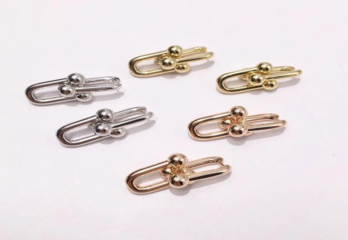 S Fashion Titanium stalen sieraden Burst Chain Ring Oorbellen 2 Sectie U Ketting Ear Nail 5005023