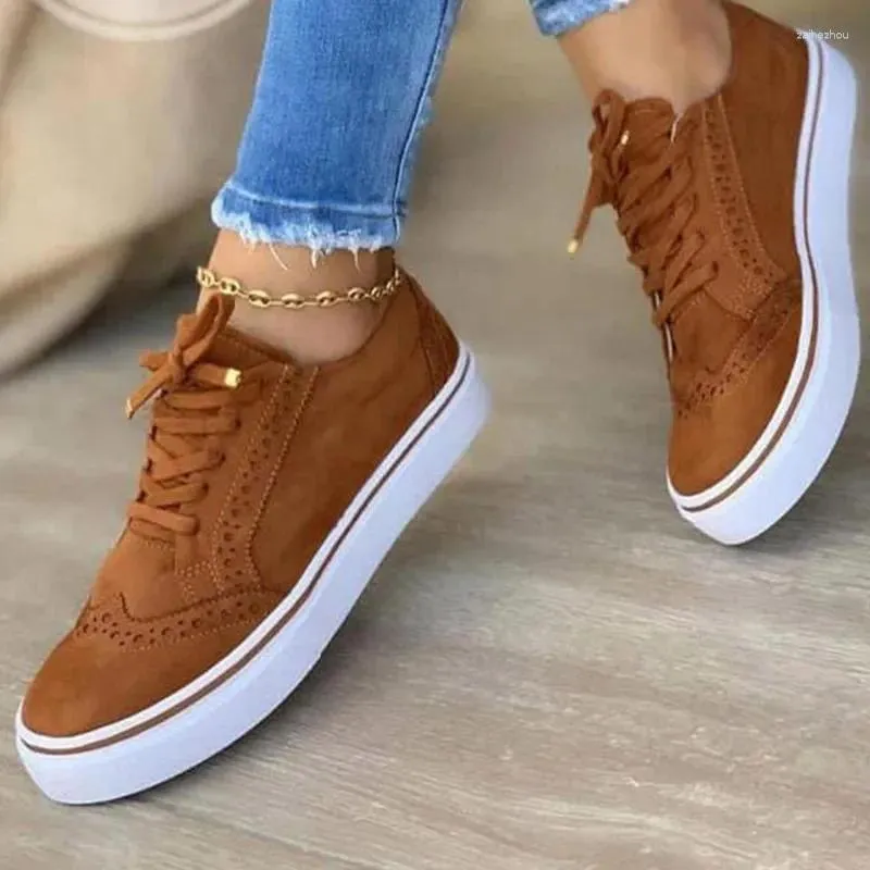 Casual Shoes 2024 Women Flats Women's Lace Up Female Platform Suede Footwear Ladies Comforts Breattable Vulcanized Zapatos Mujer