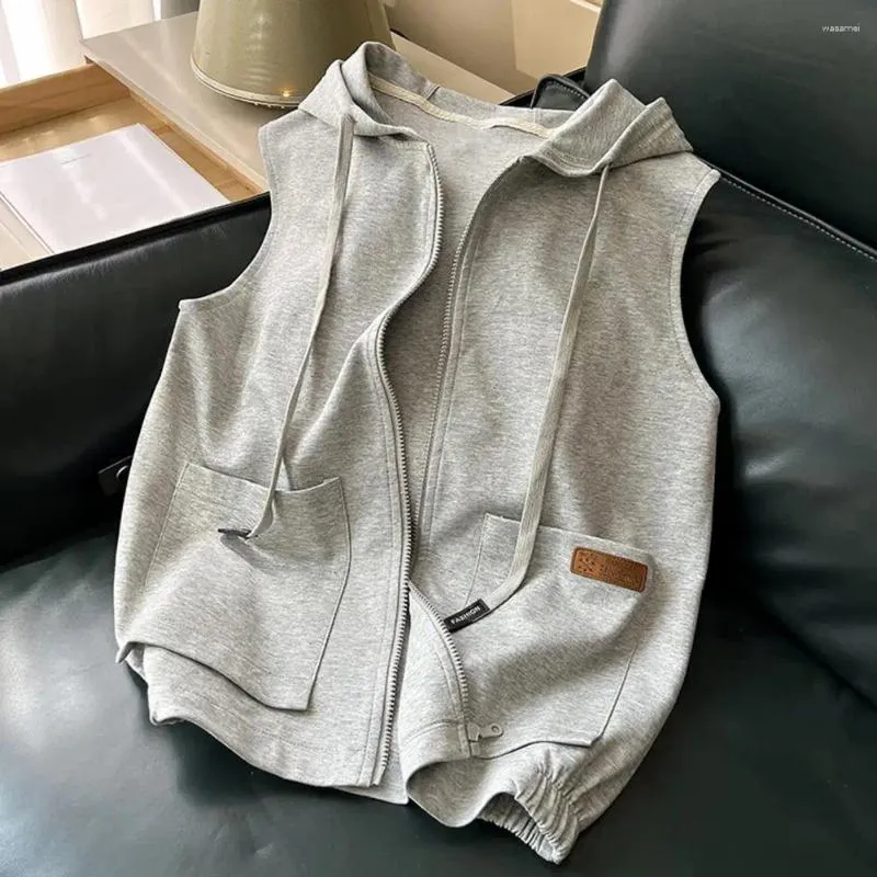 Gilet pour femmes sweat à sweat à sweat à capuche élégant gilet à capuche élégant pour femmes avec des poches latérales de taille à cordon