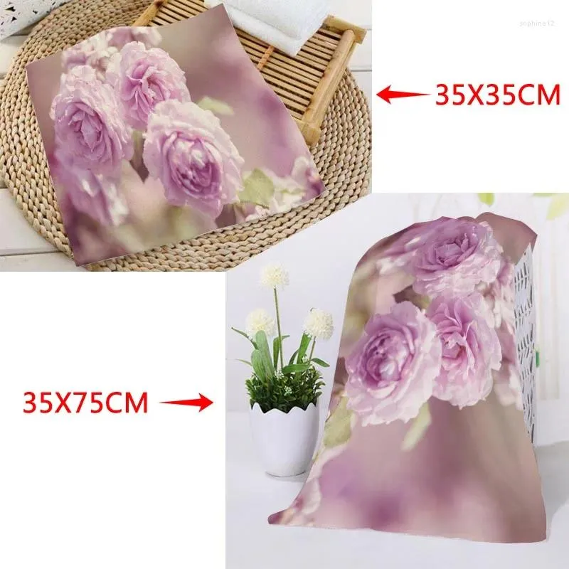 Serviette de fleurs de pivoine personnalisées serviettes de voyage microfibre Tissu de voyage rapide Séchage à séchage Absorbant Place portable Clains