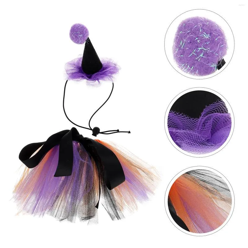 Dog Apparel Pet Tutu Role Play Outfits Clothes Accessories Hair Hoops 2 Piece Set Costume Mesh Decorative Skirt Headband Halloween