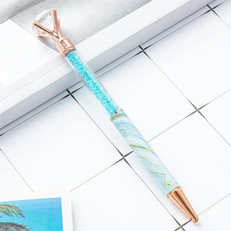 Wholesale Refillable Black Metal Crystal Ballpoint Pen With 1.0mm Tip