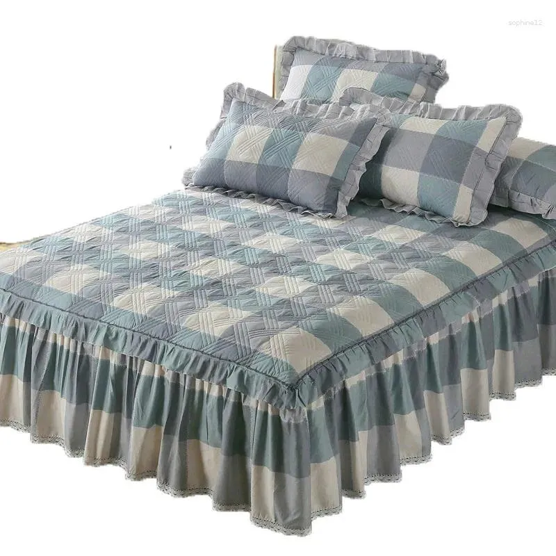 Sängkläder sätter bomulls tre-delade sängdrag tjock dammtät utan halksäng