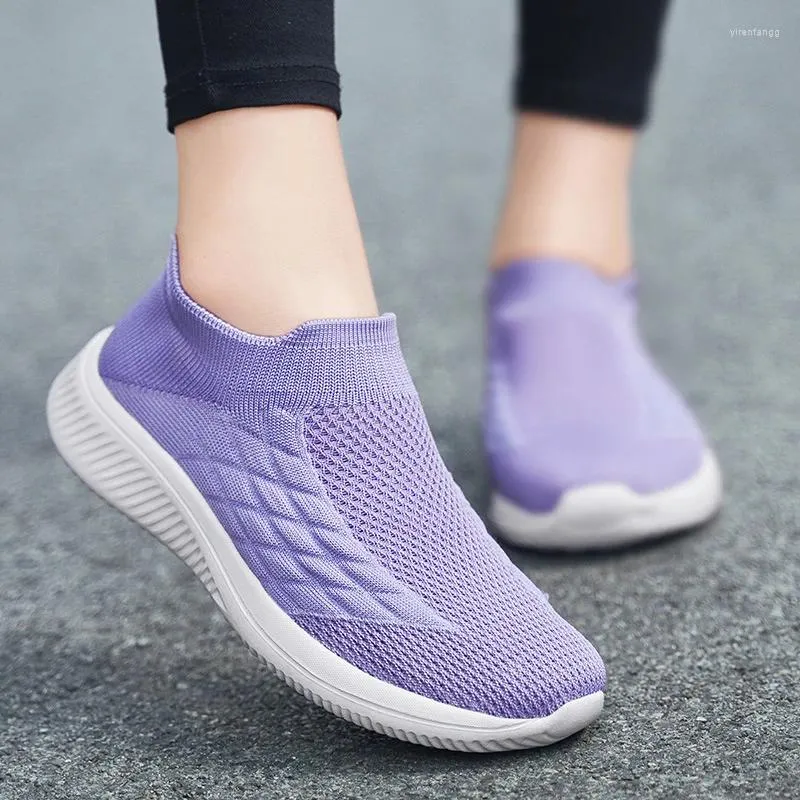 Casual Shoes Women Flat Soft Bottom Sock 2024 Autumn Ladies Slip-on Wedges Platform Light Fashion Outdoor Sport Running Sneakers