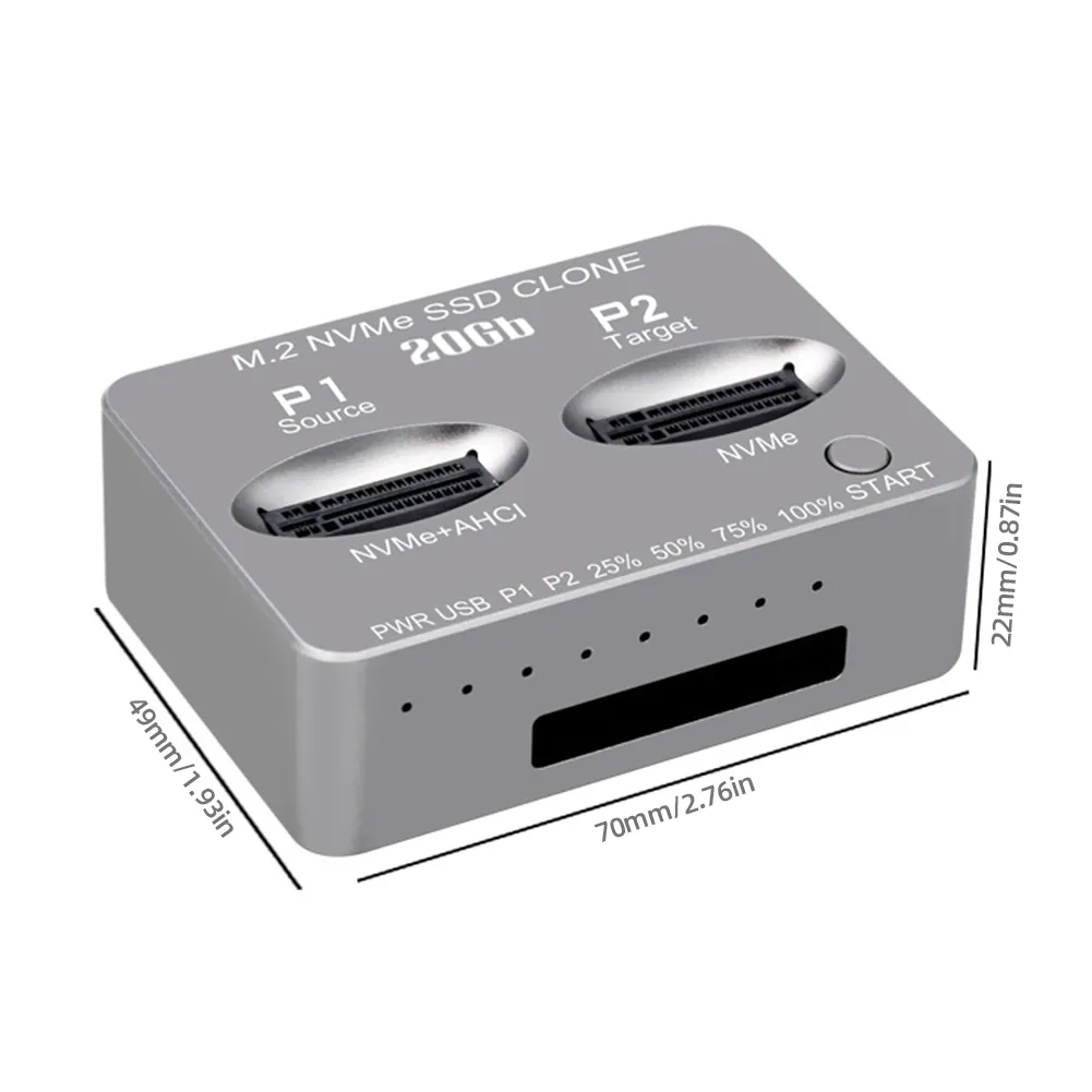 M.2 NVMe SSD Enclosure with USB 3.2 Type-C, JMS586U Chip, Supports