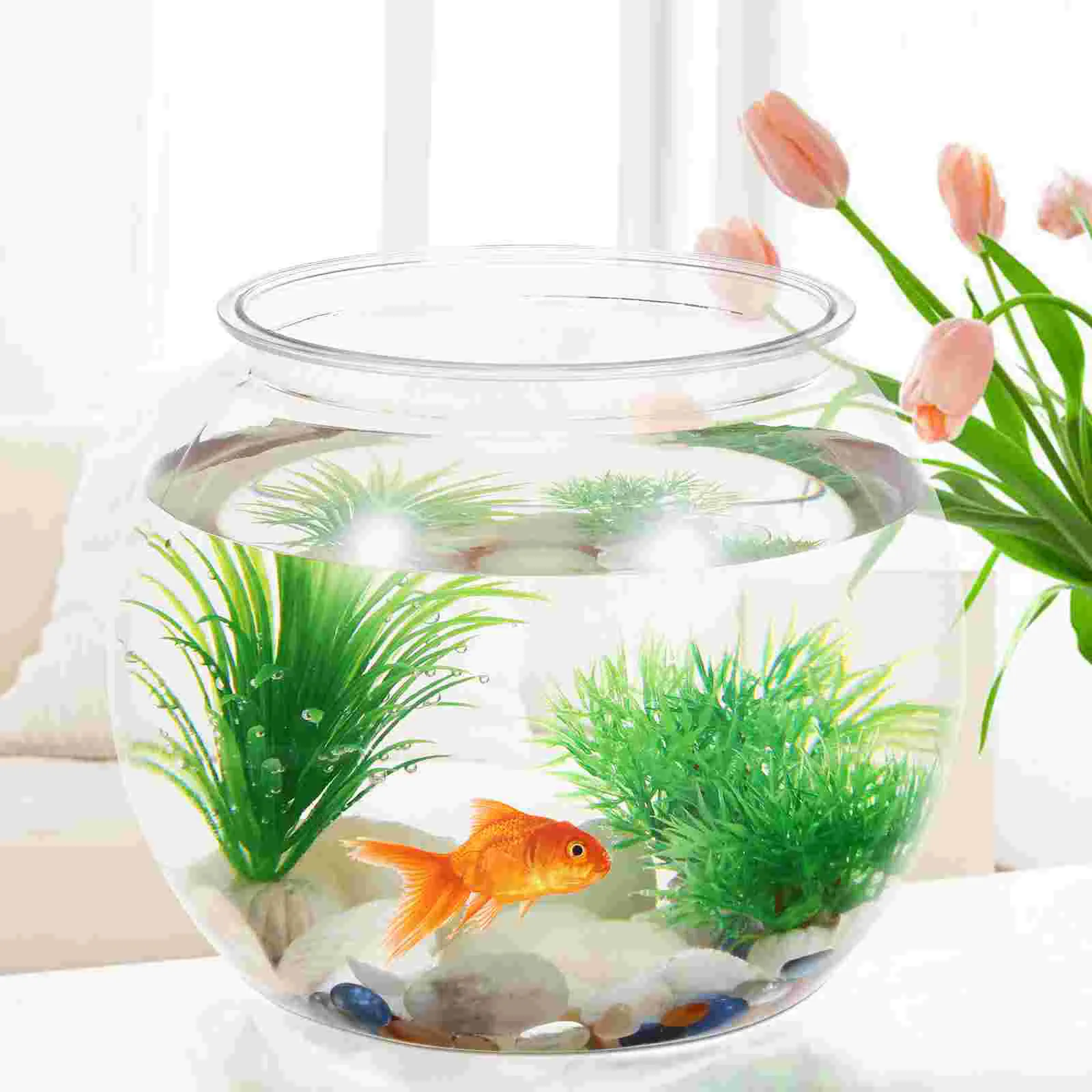 Transparent Round Fish Tank Bowl Small Desktop Aquarium, Perfect
