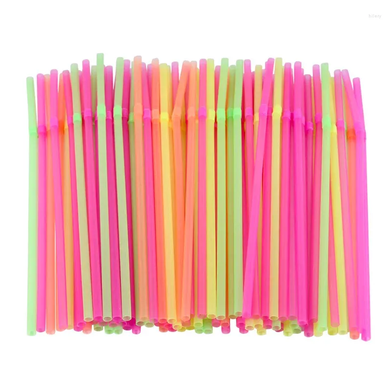 Wegwerpbekers rietjes 100/200 % kleurrijk plastic gebogen trouwfeestje benodigdheden keukenaccessoires flexibel drinkstro