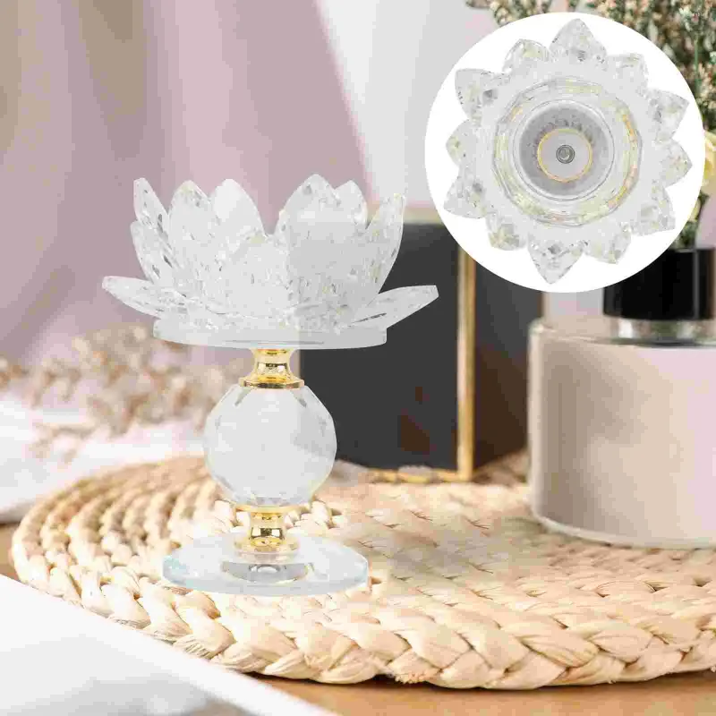 Candle Holders Lotus Candlestick Decoration Crystal Metal Desktop Delicate Candleholder Home Exquisite