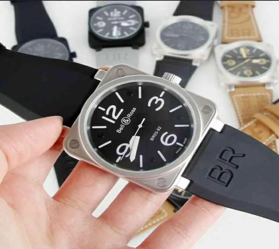 Nya herrar Watches Rubber Bell BR Automatisk mekanisk självvind Limited Edition Aviation Power Ross Watch Size 43 mm 22 färger8634793