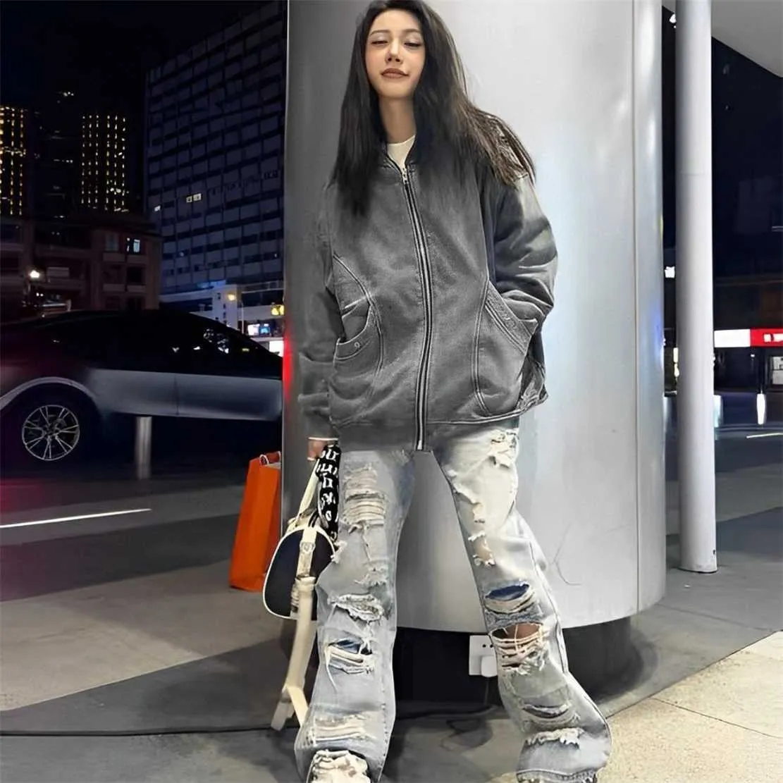 Hochwertige Designer-Kleidung Paris Familien destruktiver Jeans Unisex Flat Ersatz Hip-Hop Personalisierte Hosen Trend