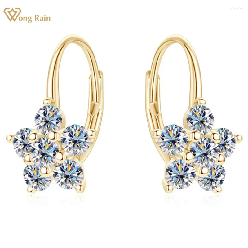 Orecchini per borchie Wong Rain 18K oro placcato 925 Sterling Silver VVS1 3EX D Colore Real Moissanite Diamond Flower Studri per le donne gioielli