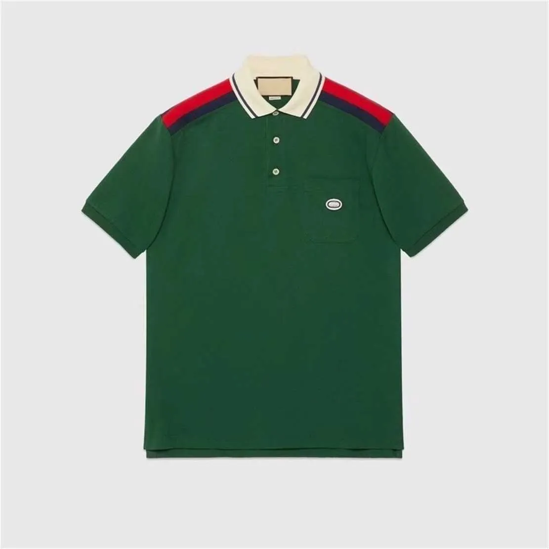 Högkvalitativ designerkläder Rätt tidigt på vårband Rand Ribbat lapptäcke Kort ärm Vintage Polo -skjorta