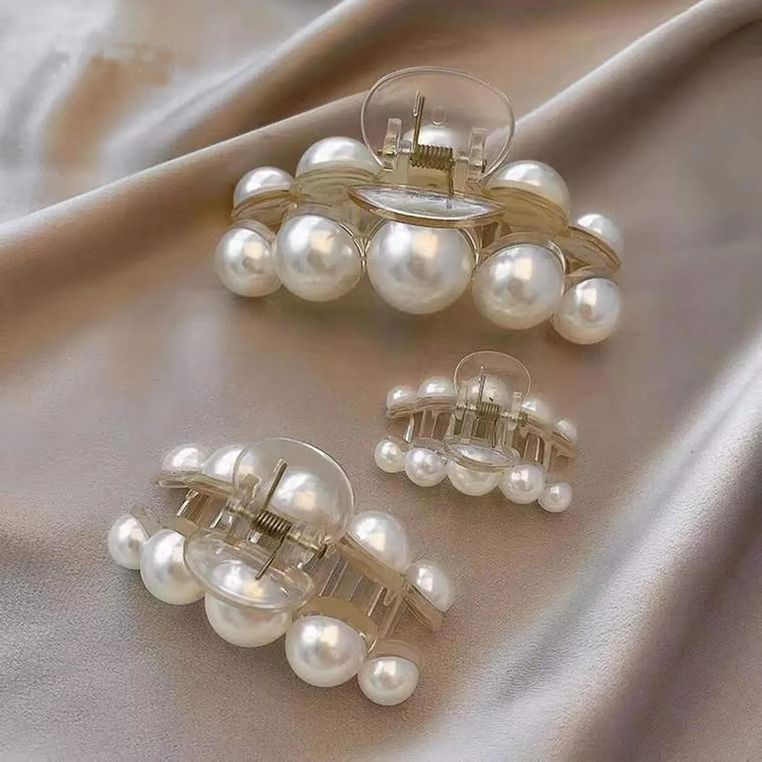 Big Pearl Hair Claw Clips Barrettes Nonslip Hair Accessories 
