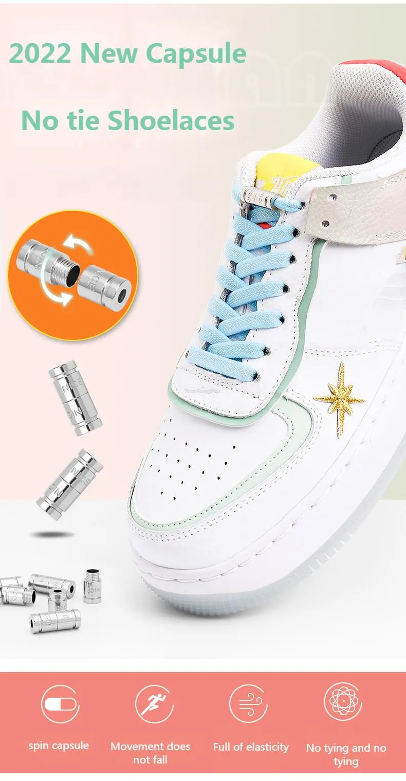 Curated visual reference: Gallery Detail: Capsule Elastic Flat Shoelaces For Sneakers No Tie Lazy Shoe