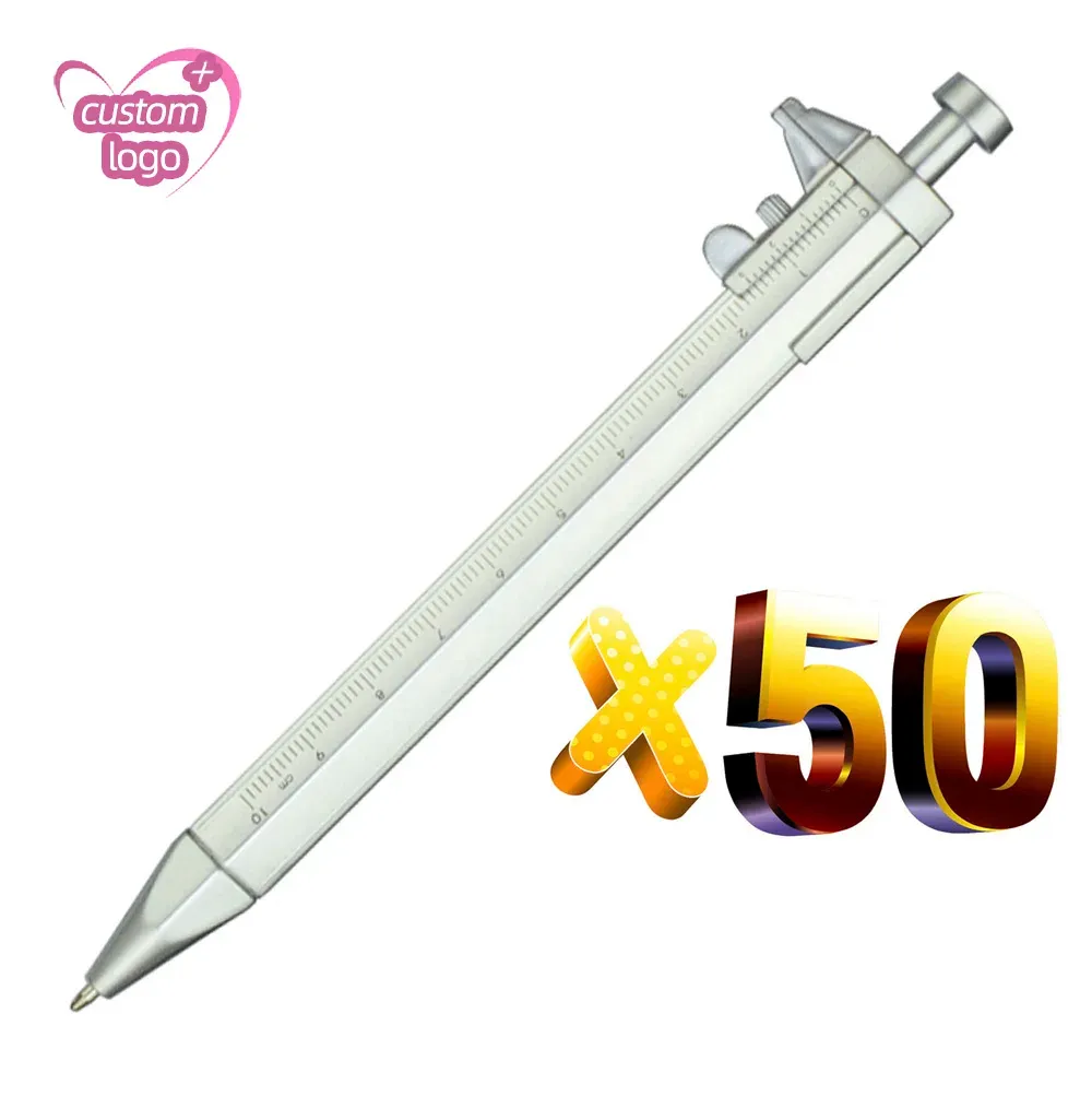 Stifte Bulk 50pcs Bremssattel Kugel Stifte Schiebedulenstallpopfstifte Custom Gravaved Gift Pen Promotion Vernier Herrscher Logo Personalisierter Stift