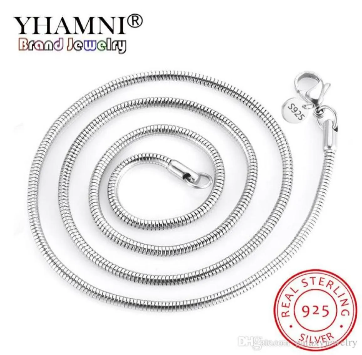 yhamni 3mm/4mm الأصلي 925 سلسلة من السلسلة الفضية للمرأة الرجال 16-24 بوصة بيان المجوهرات الزفاف n193-3/44920261