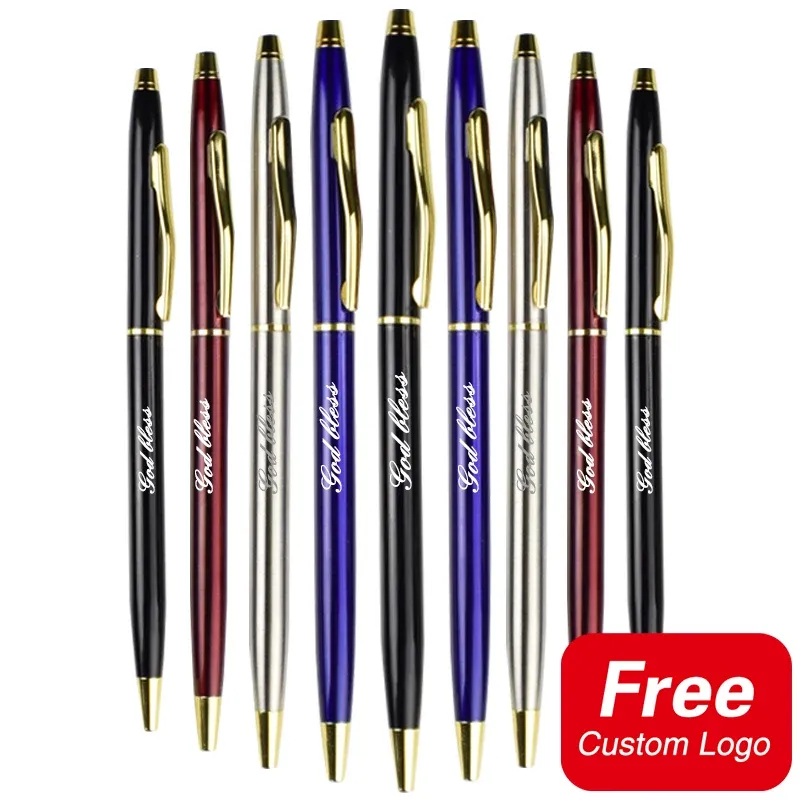 Pens 20pcs Logo personalizzato Penne Simple Metal Ballpoint Pens Forniture per ufficio Personalizzate Regali pubblicitari all'ingrosso