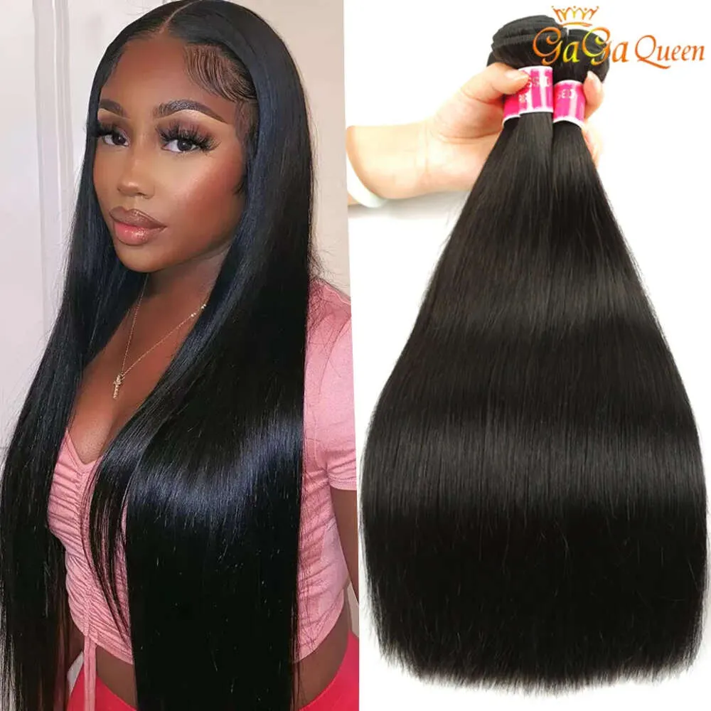 Nertsen Braziliaanse rechte haarbundels 30 inch Braziliaanse maagdelijk haar lichaamsgolf menselijk haar weven extensions gagaqueen menselijk haarbundels